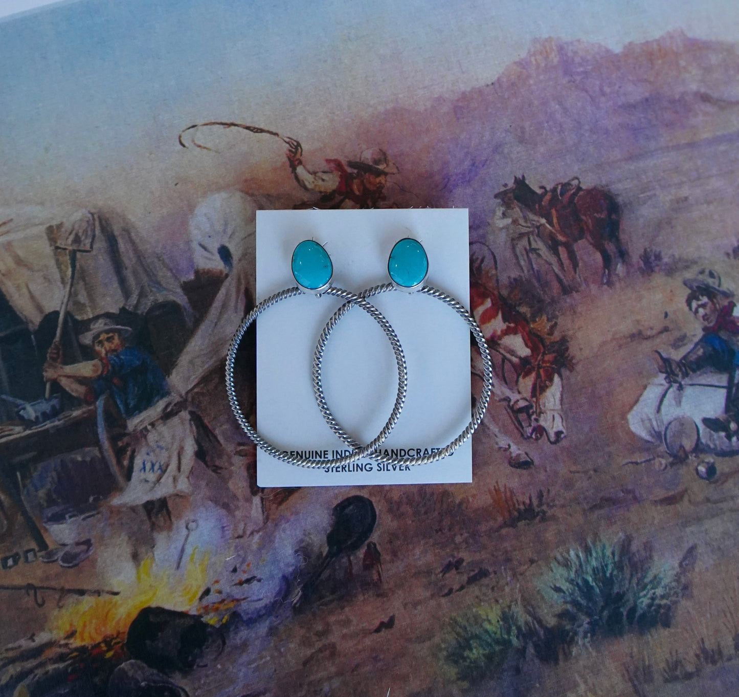 Verley Betone Turquoise Stud Hoop Earrings
