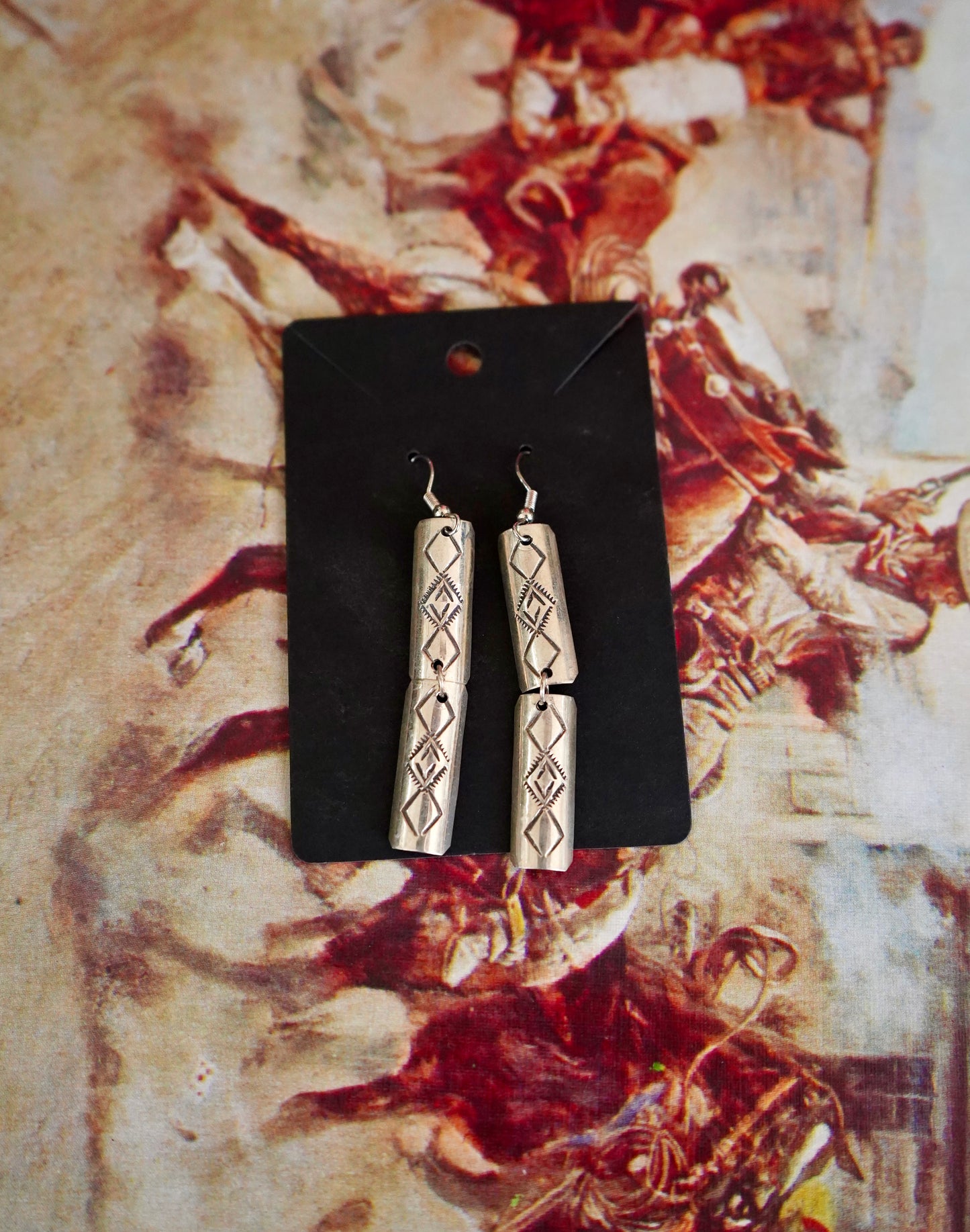 Vintage Stamped Fish Hook Earrings