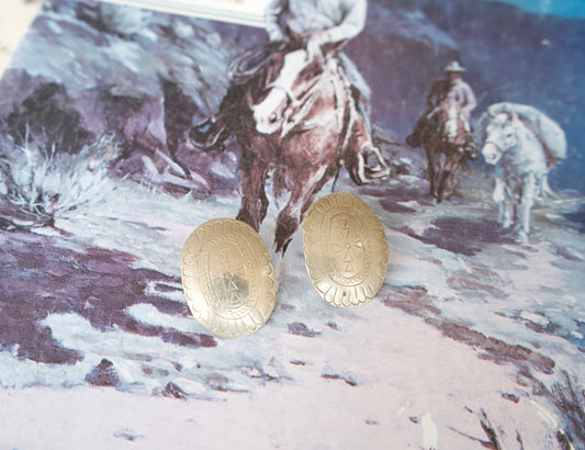 Vintage Oval Stamped Concho Post Studs