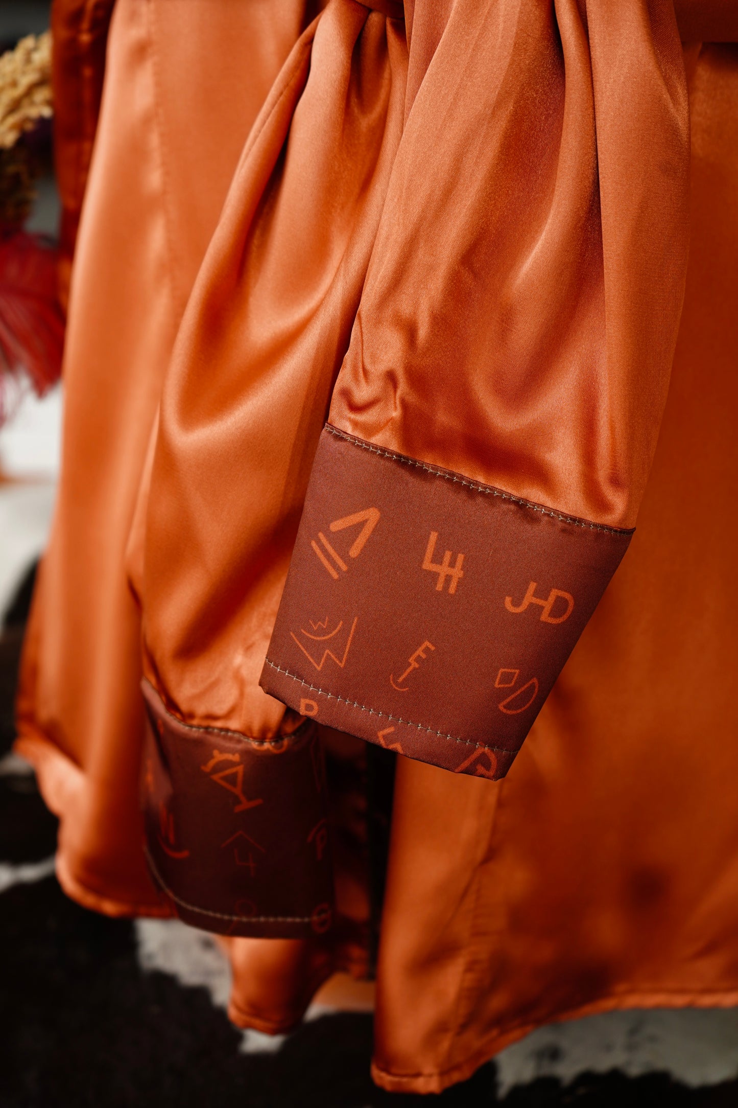 3XL - Rust Satin w/ Brown Daisy Brands Button Down