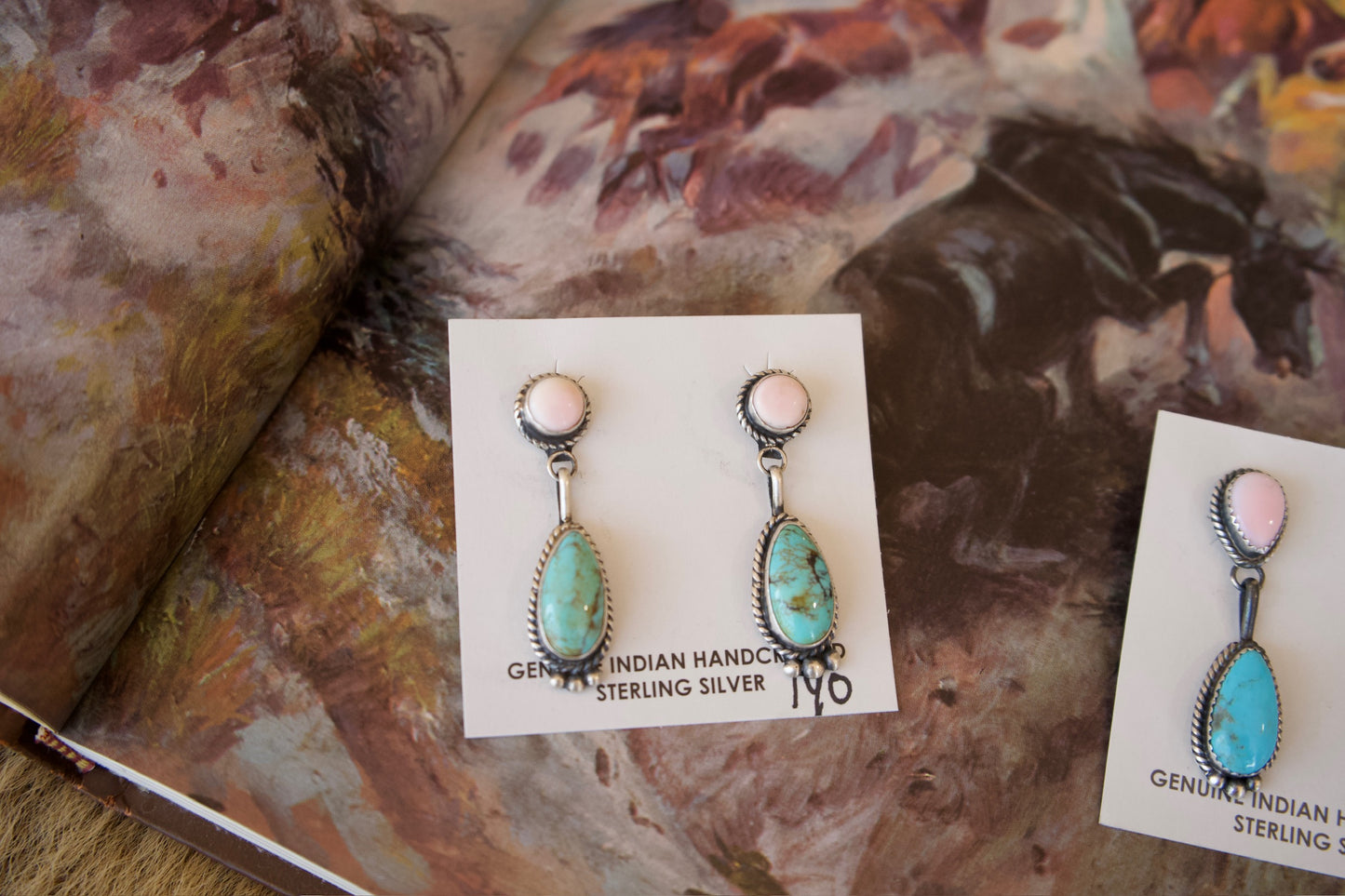 Pink Conch & Turquoise Studs