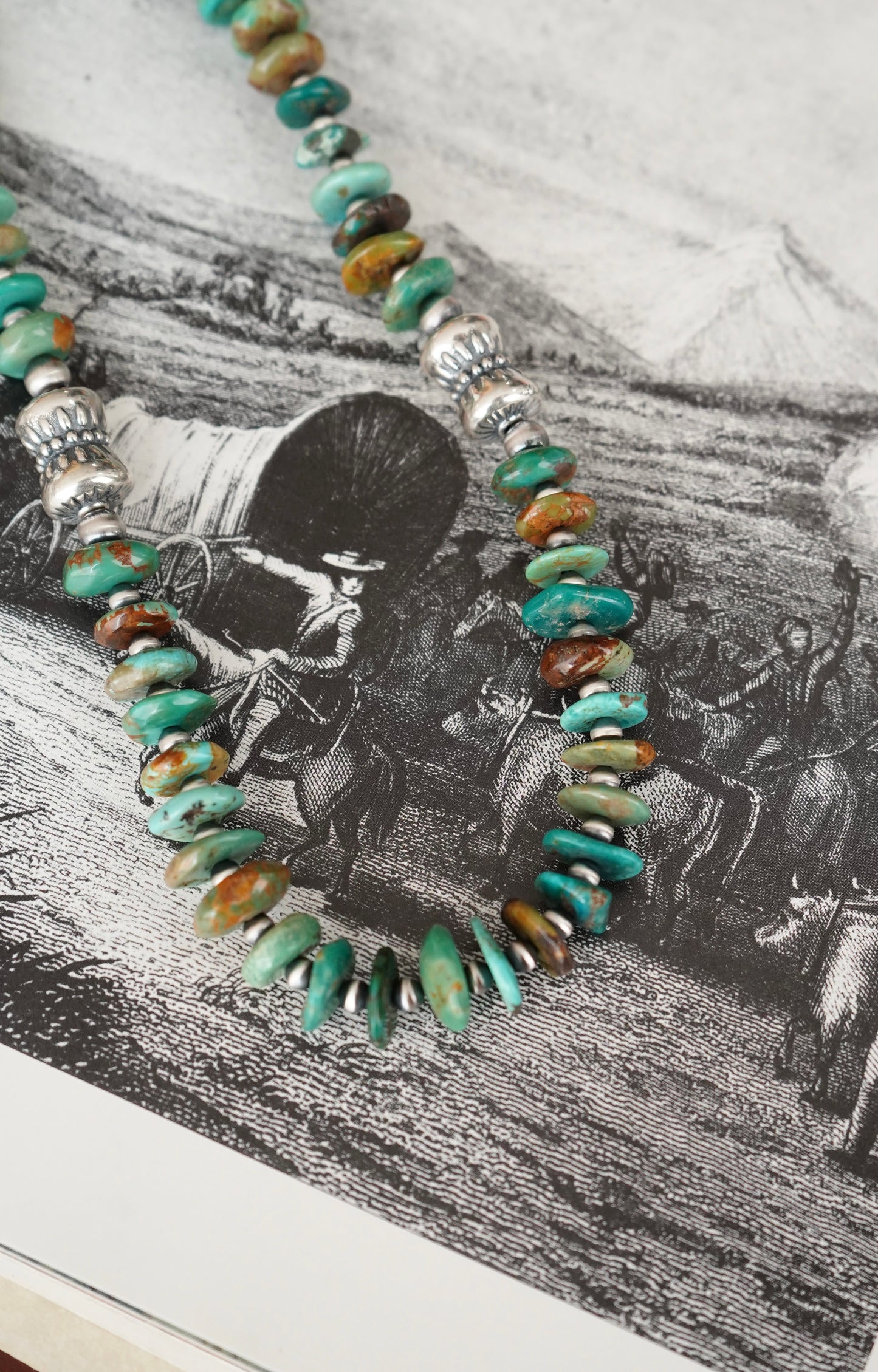 Sterling Silver Pearls & Turquoise Chips Statement Necklace - 24”