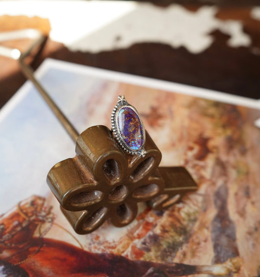 Z Bar Purple Mojave w/ Half Boarder & Rope Band Ring - Adj