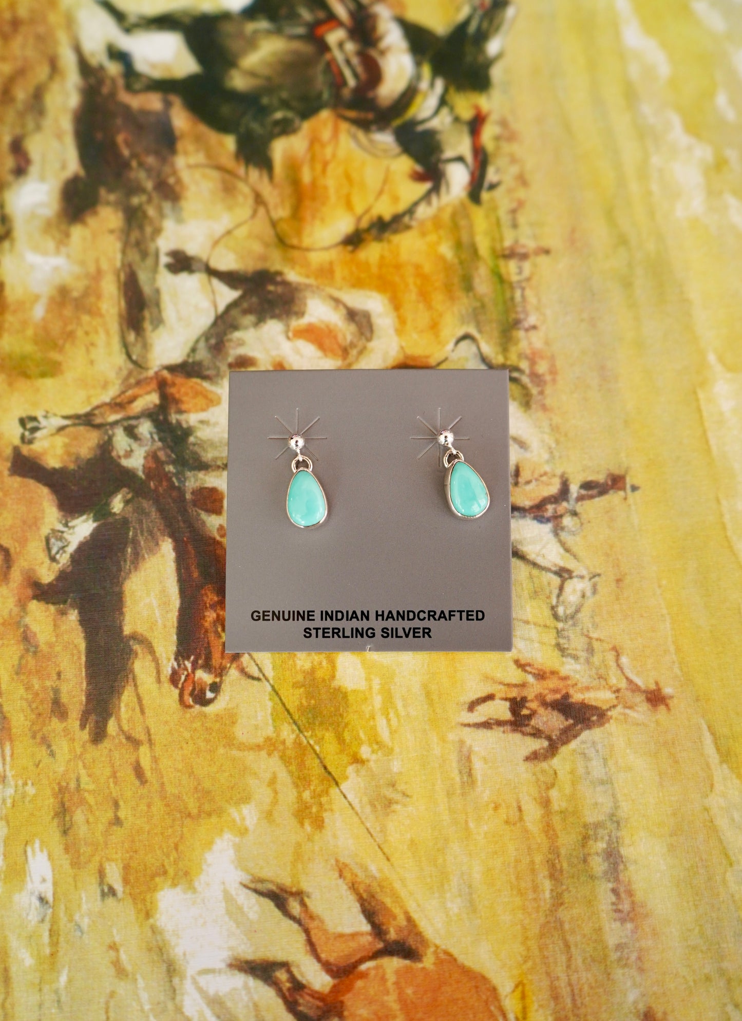 Theresa Smith Dangly Turquoise Teardrop Stud Earrings
