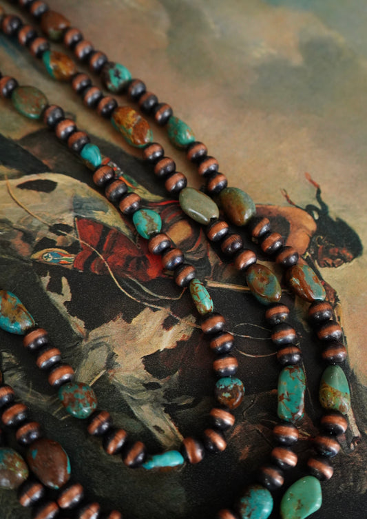 8mm Copper Pearls w/ Turquoise Necklaces