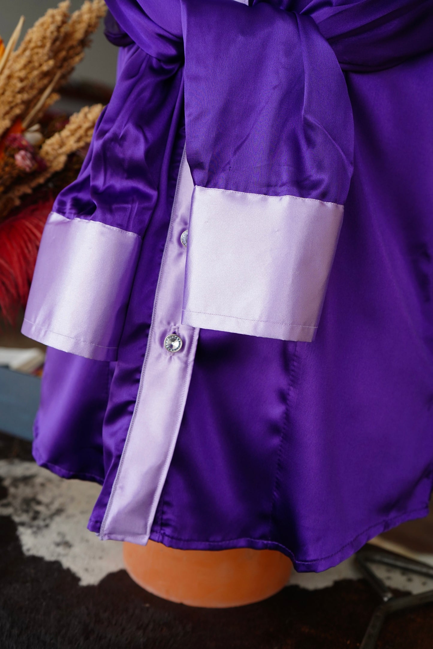 3XL - Purple Satin w/ Lavender Button Down