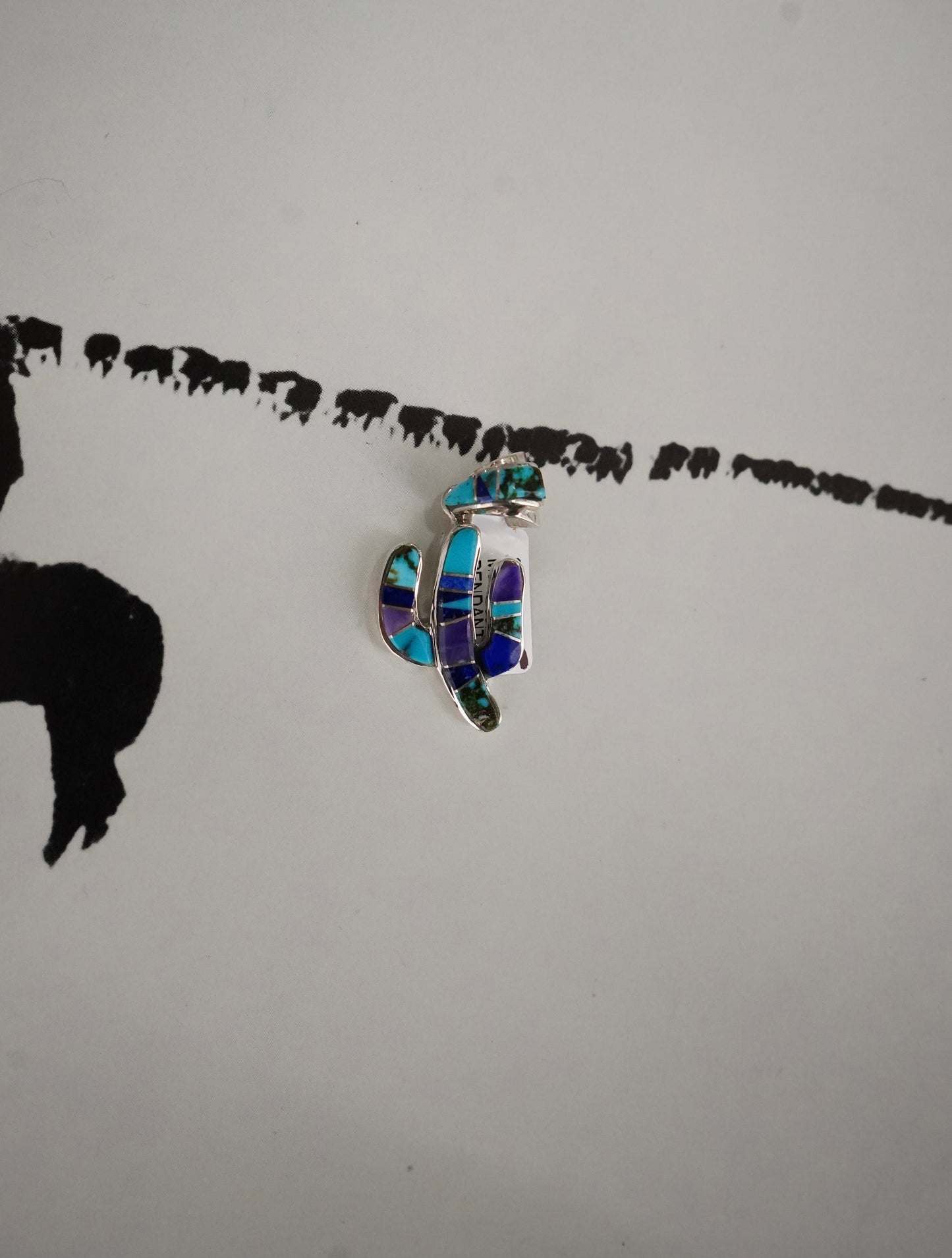 Evangline David Multistone Inlay Cactus Pendant