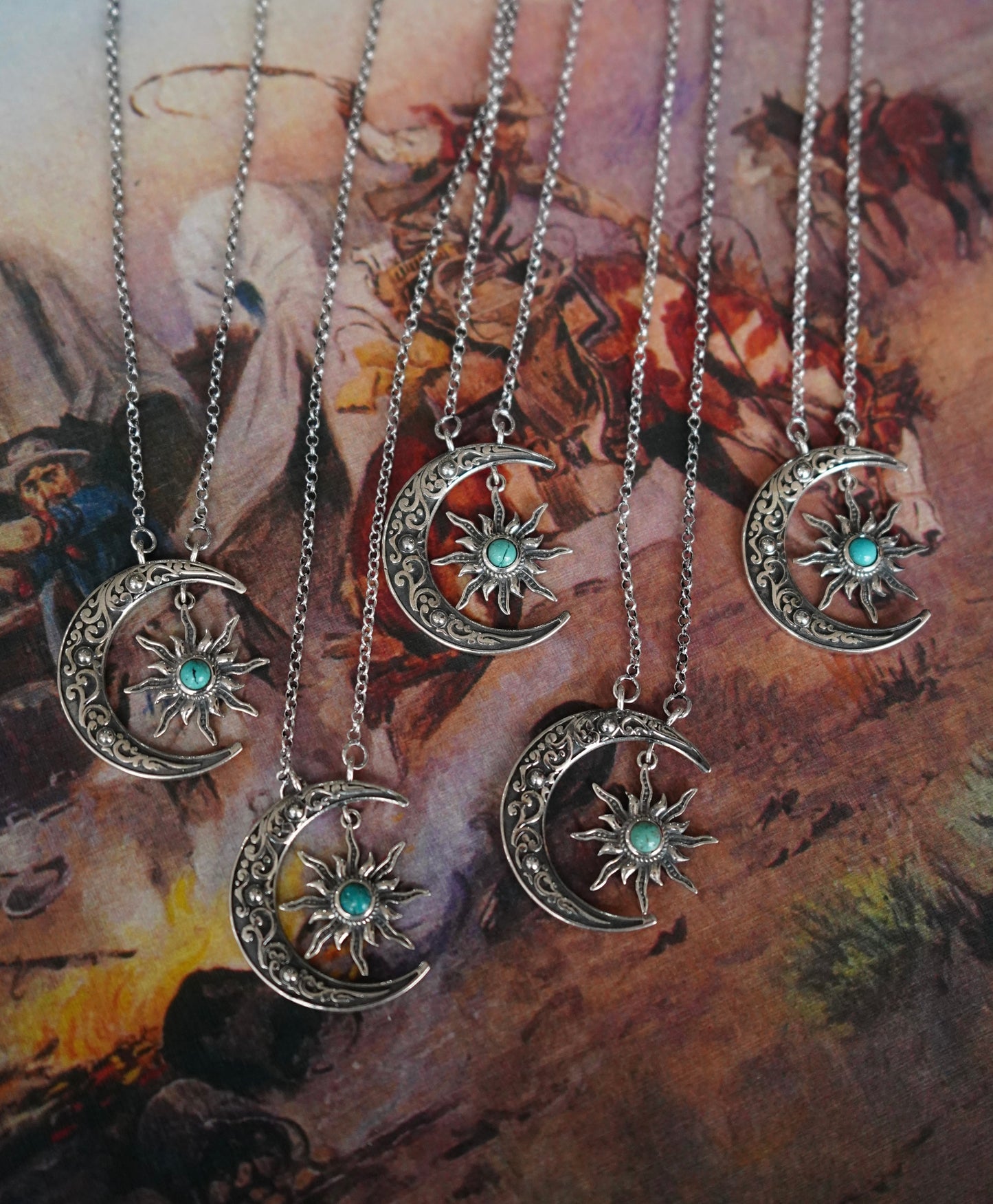 Turquoise Crescent Moon Necklaces