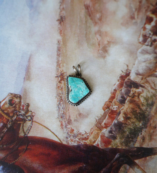 Eli Skeets Sonoran Turquoise w/ Rope Boarder Pendant