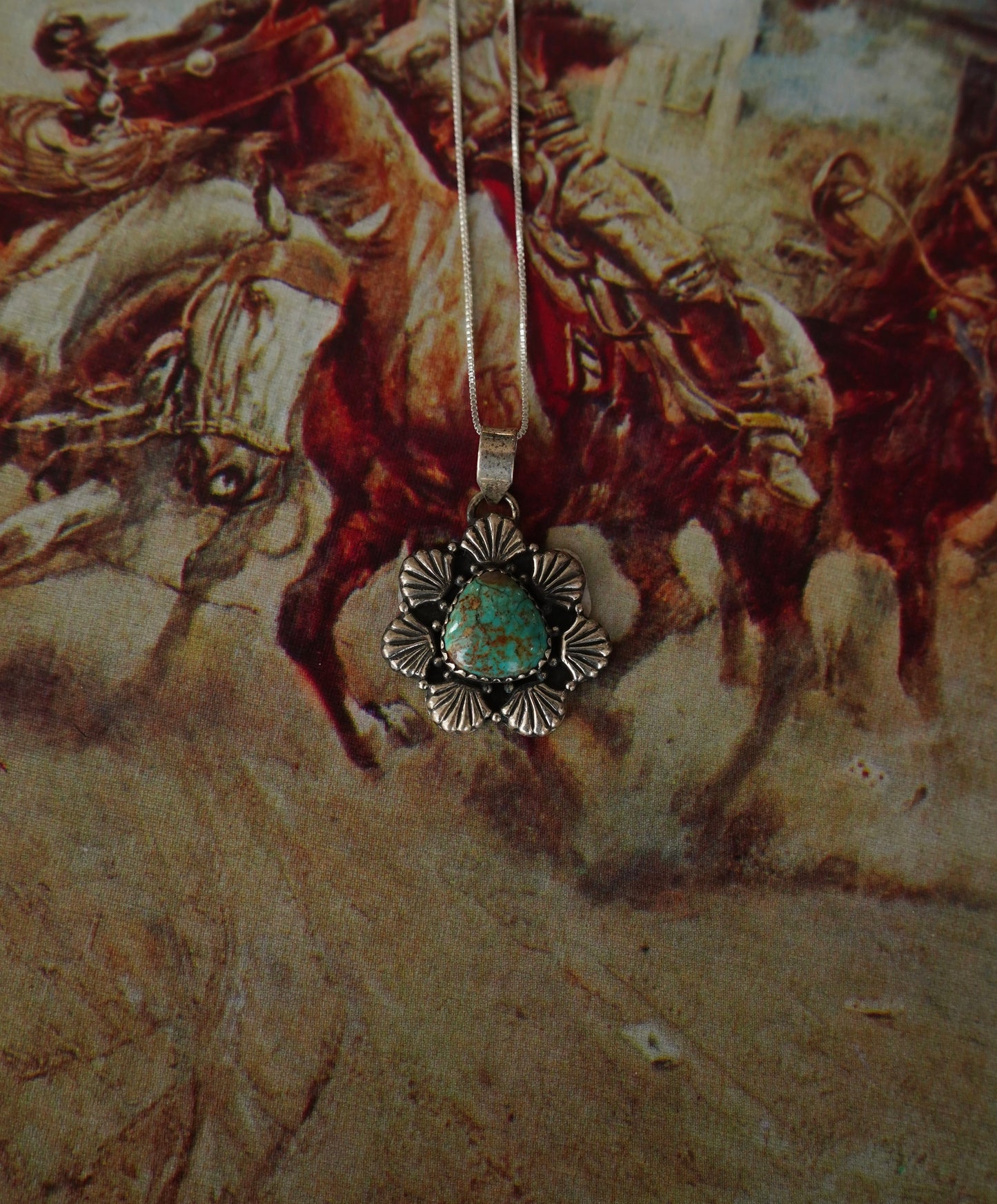 Turquoise Shell Flower Pendant