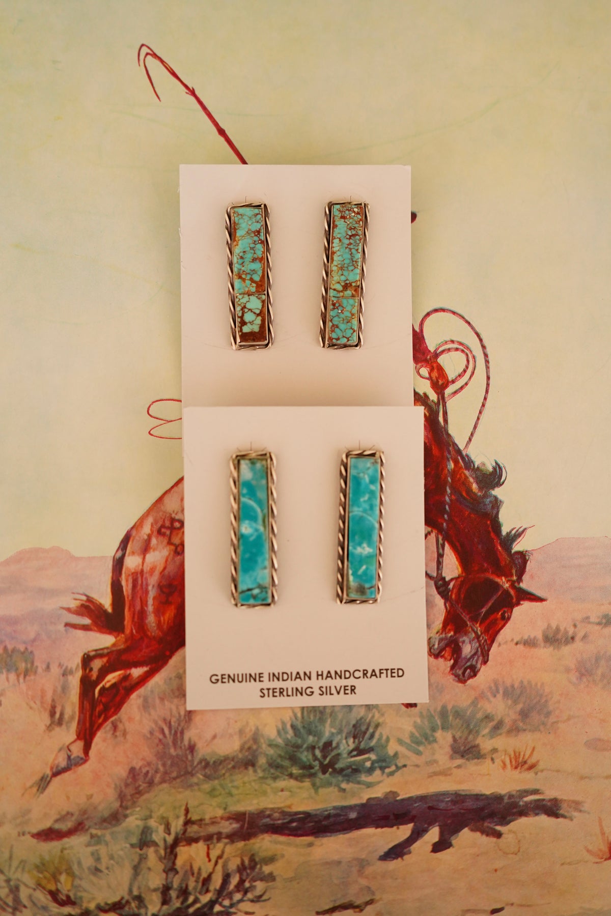Steve Francisco Turquoise Bar Stud Earrings