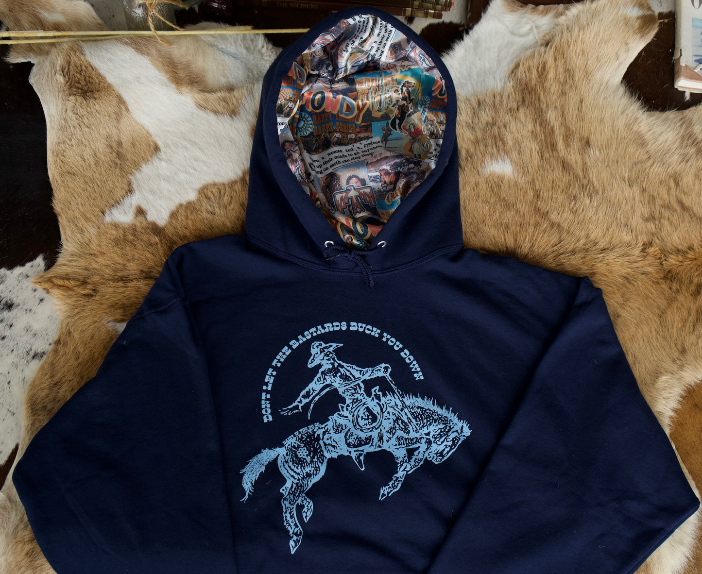 Navy Bucked Down Satin Lined Hoodies