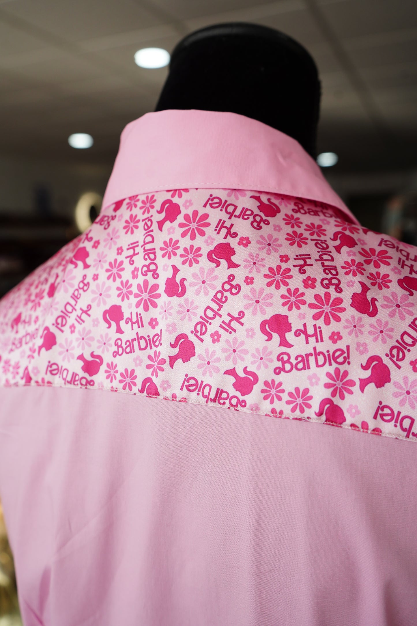 L - Barbie on Light Pink Cotton Button Down