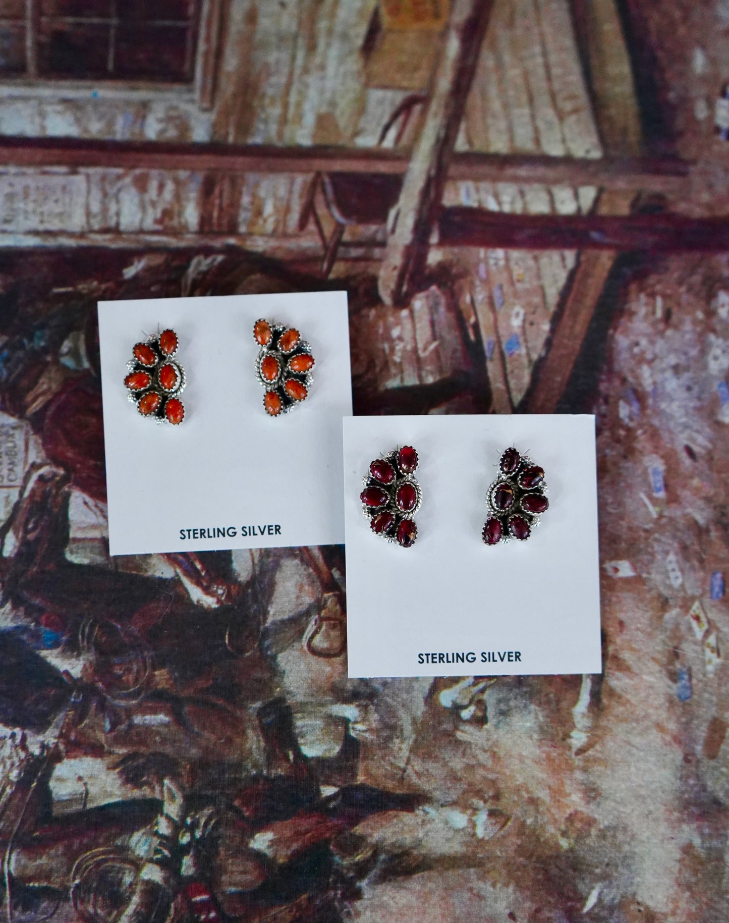 Half Cluster Stud Earrings