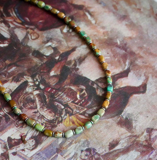 Square Bead Turquoise Necklace - 18”