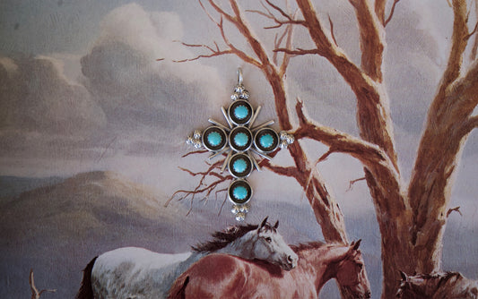 Turquoise Zuni Cross Pendant