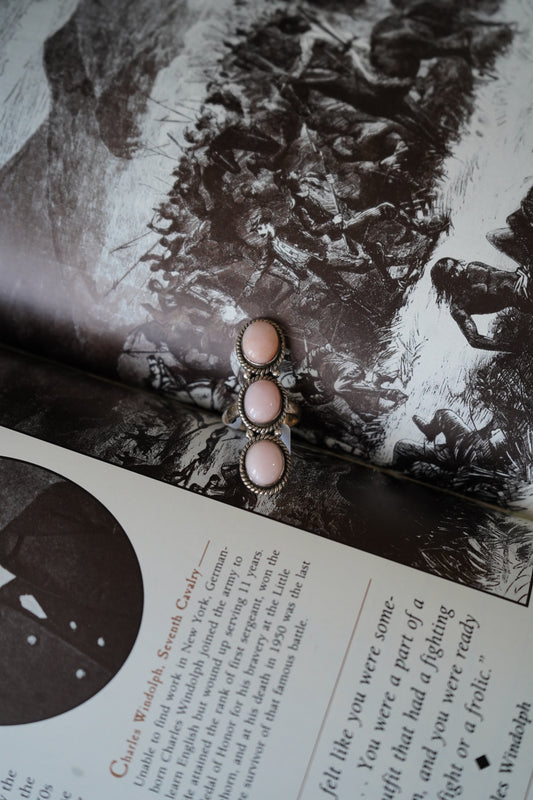 Pink Opal 3 Stone Ring - Sz 7