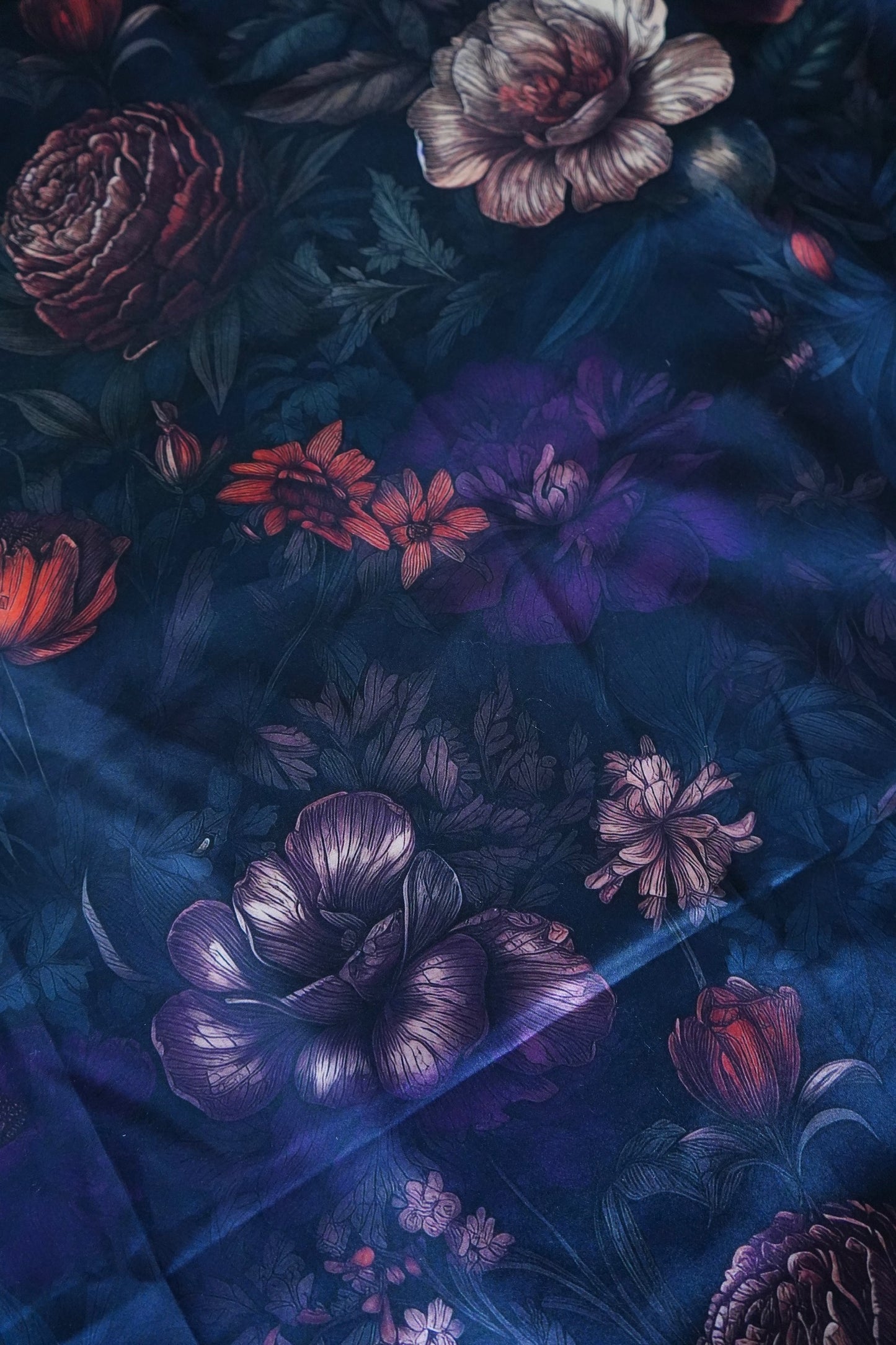 Drawn Dark Moody Floral Wild Rag