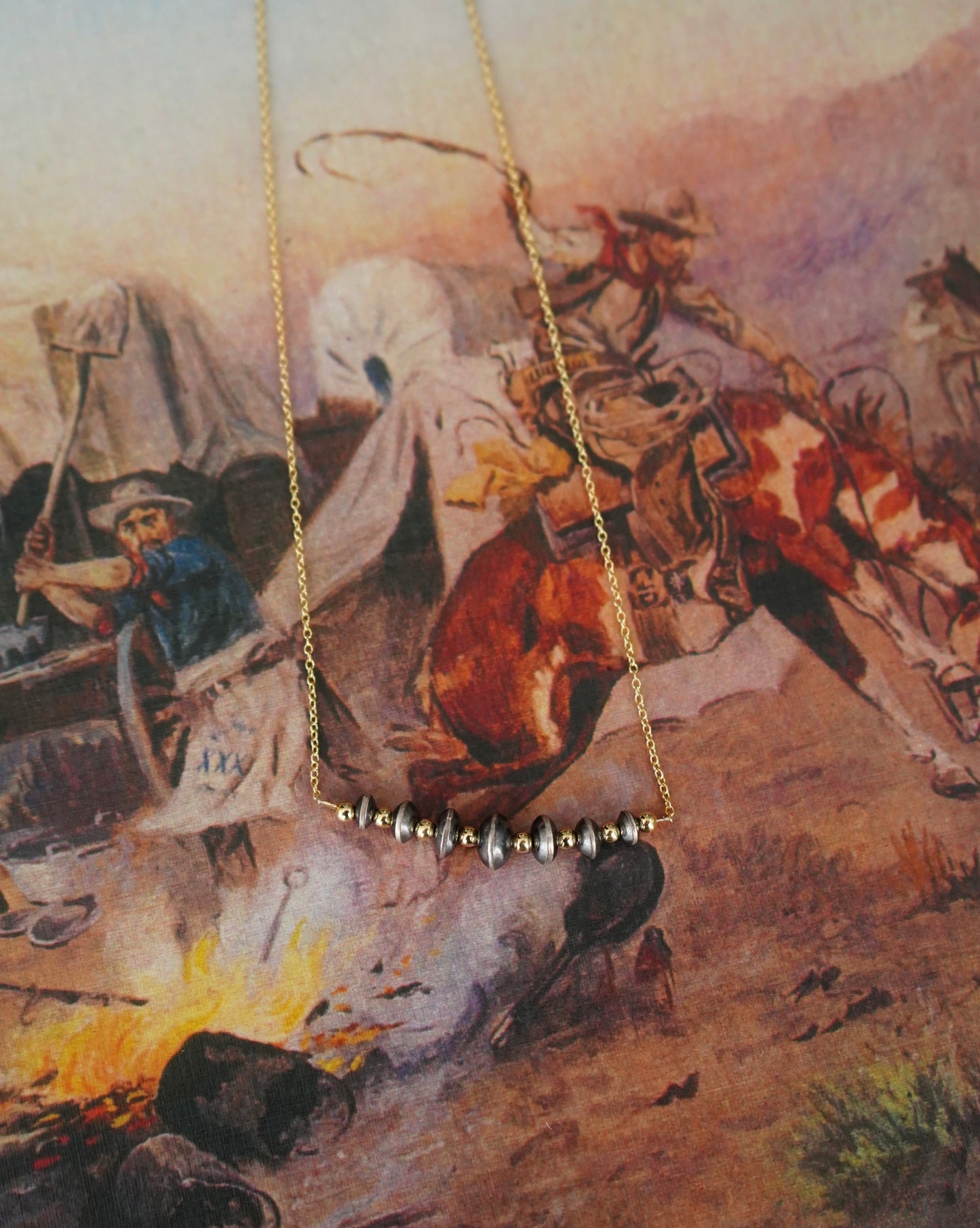 Sterling Silver Pearls & Gold Necklace