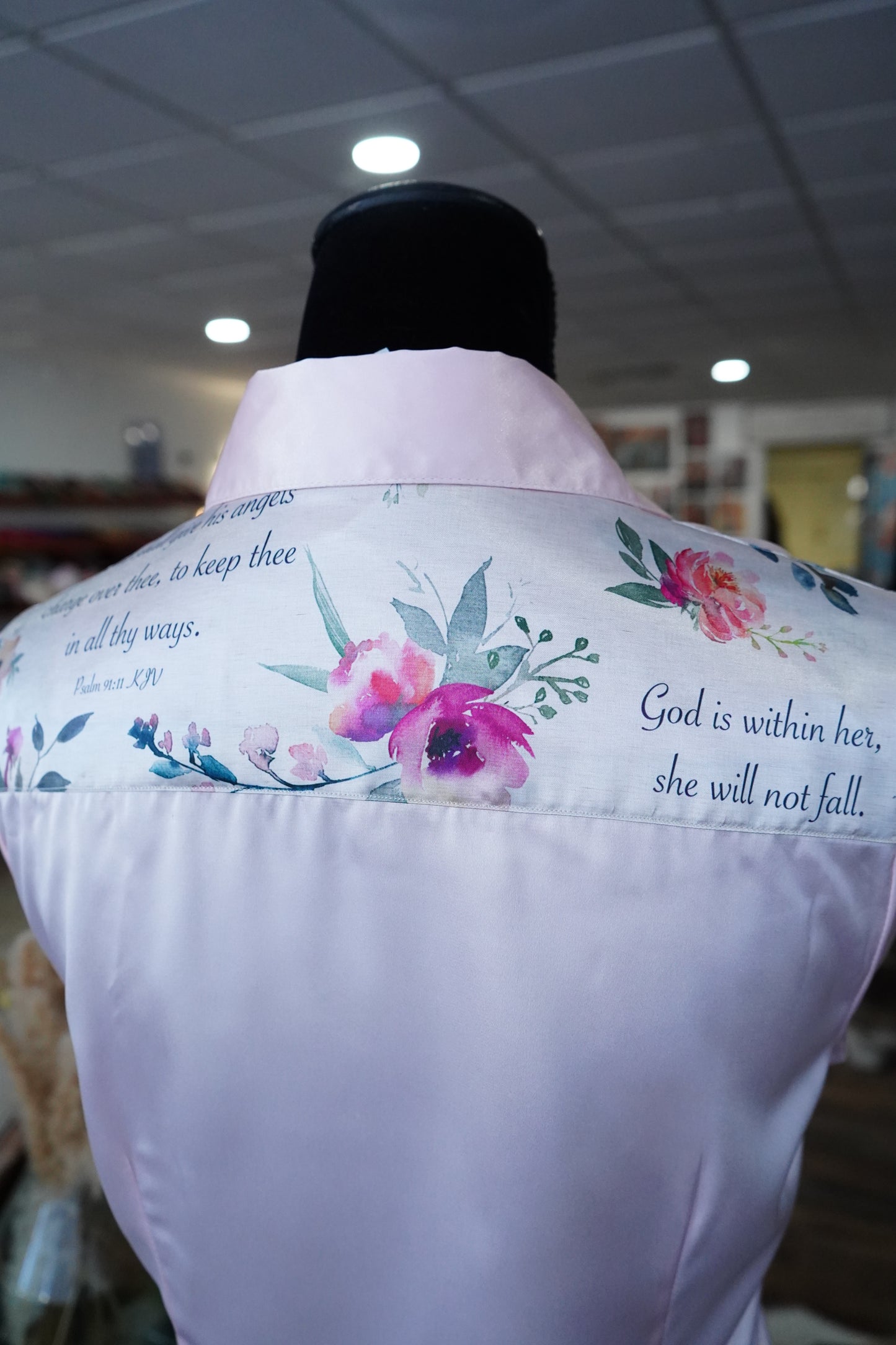 M - Tan Verses on Light Pink Satin Button Down