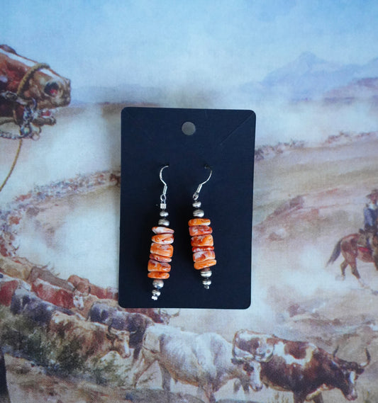 Orange Spiny Fish Hook Earrings