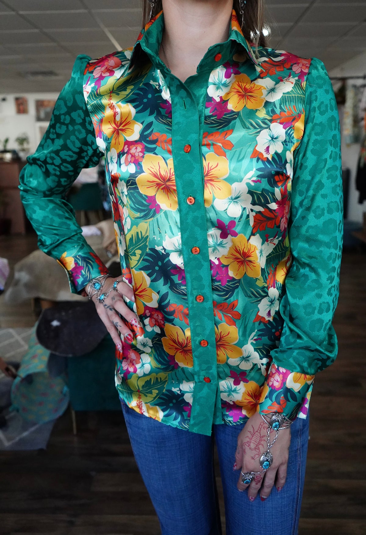 Daisy Original Green Hawaiian w/ Green Cheetah - Size 10
