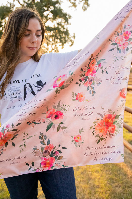 Light Pink Roses and Bible Verses Wild Rag