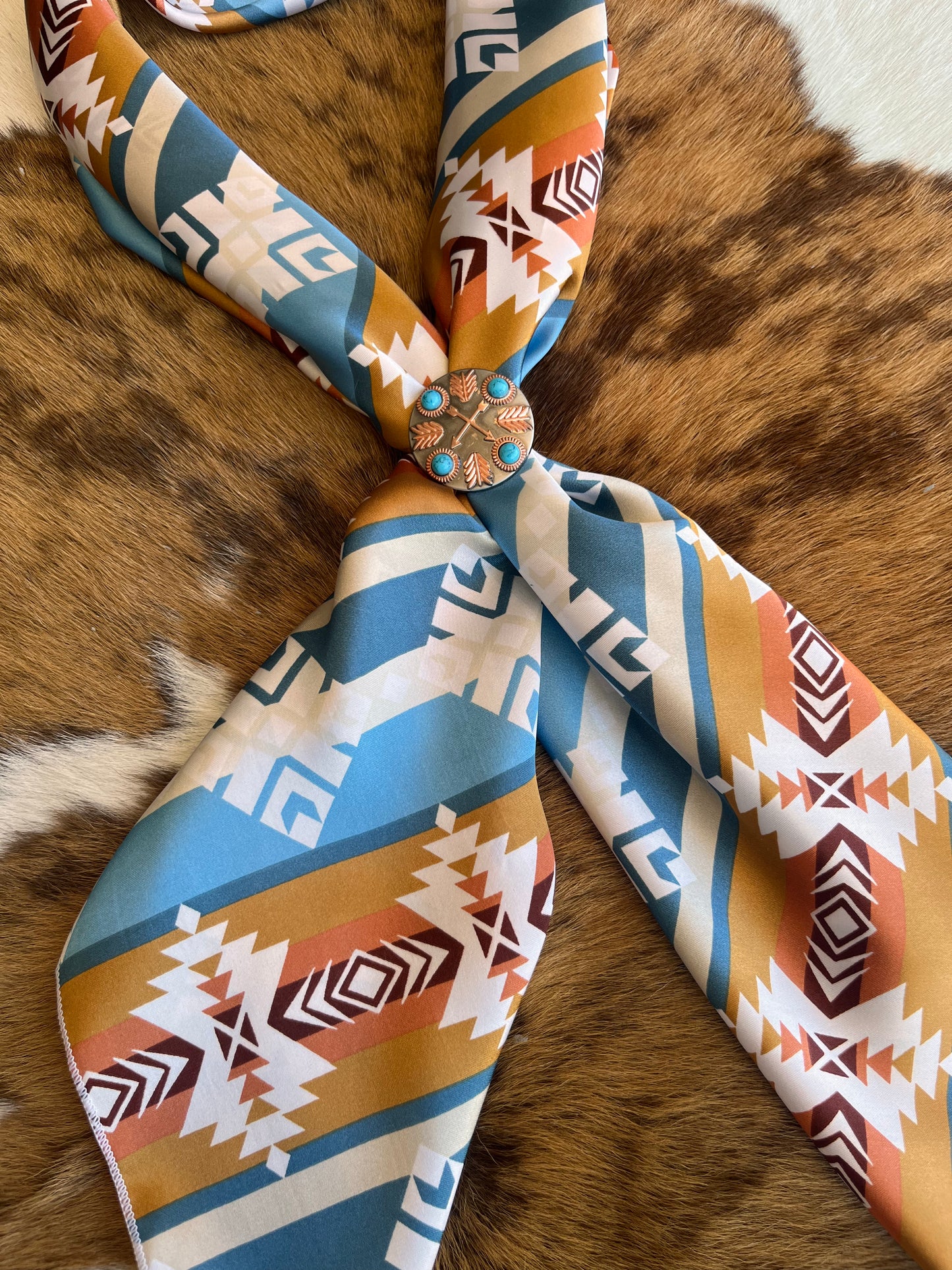 Blue & Tan Navajo Aztec DS Wild Rag