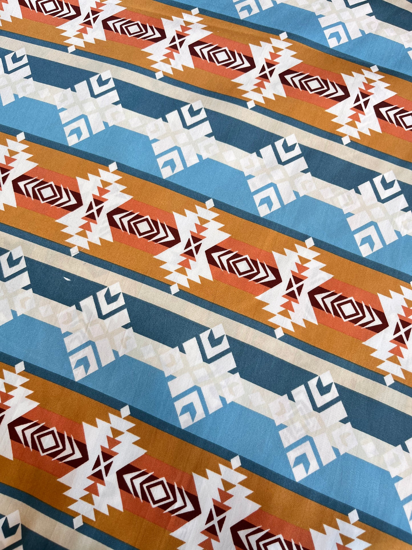 Blue & Tan Navajo Aztec DS Wild Rag