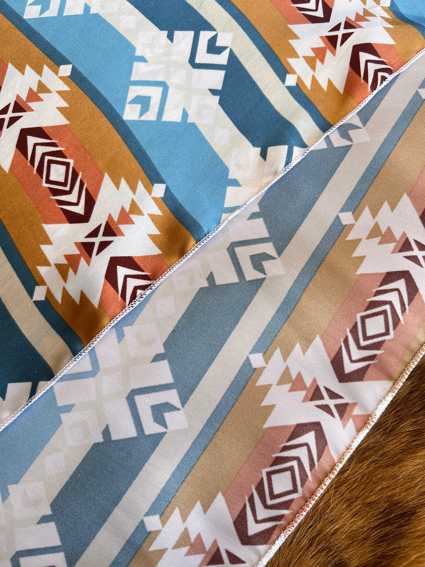 Blue & Tan Navajo Aztec DS Wild Rag