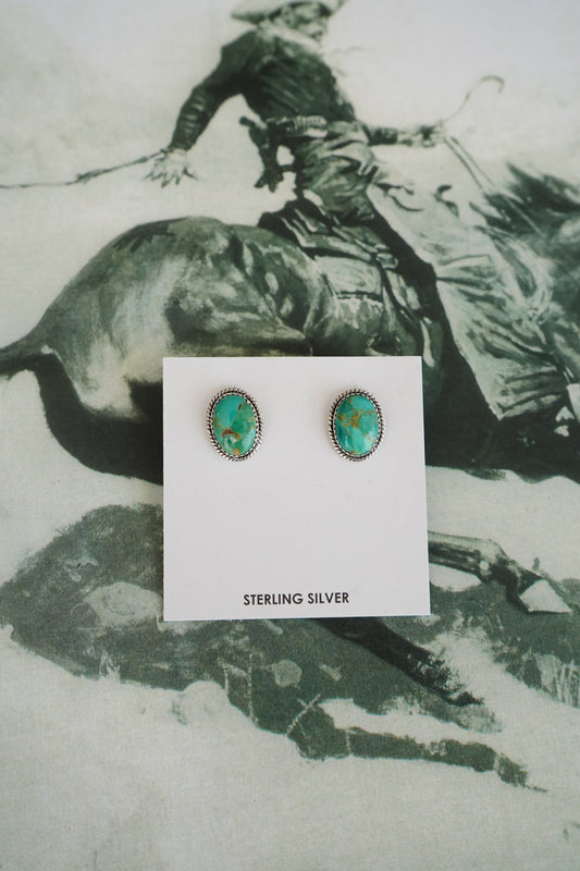 Kingman Turquoise Oval Stud Earrings