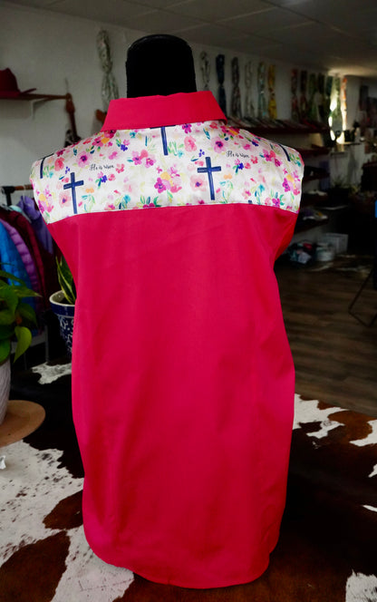 3XL - He Is Risen on Hot Pink Cotton Button Down