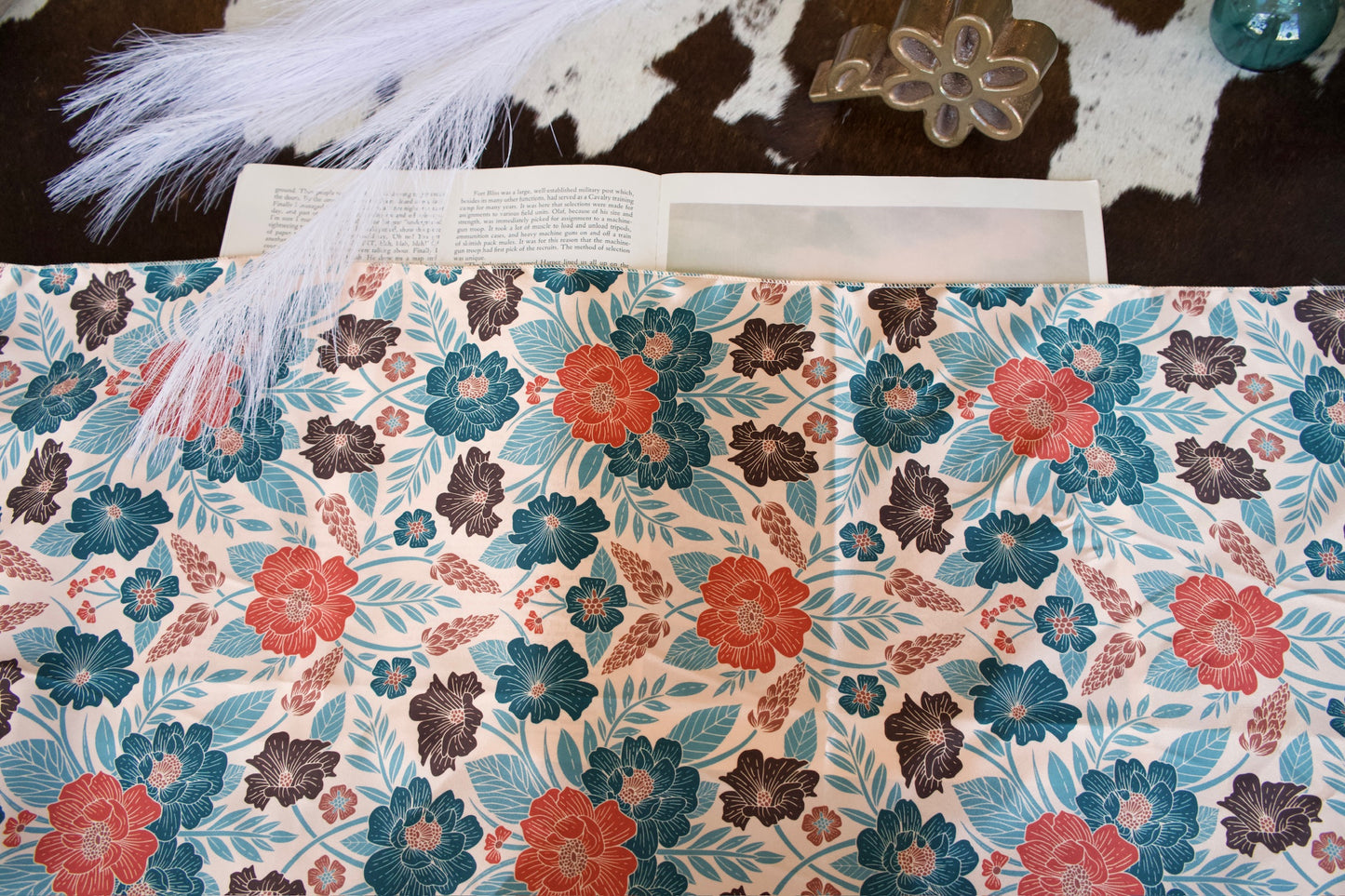 Rust & Deep Teal Floral Wild Rag