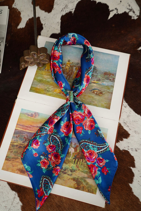 Roses & Royal Blue Paisley Wild Rag