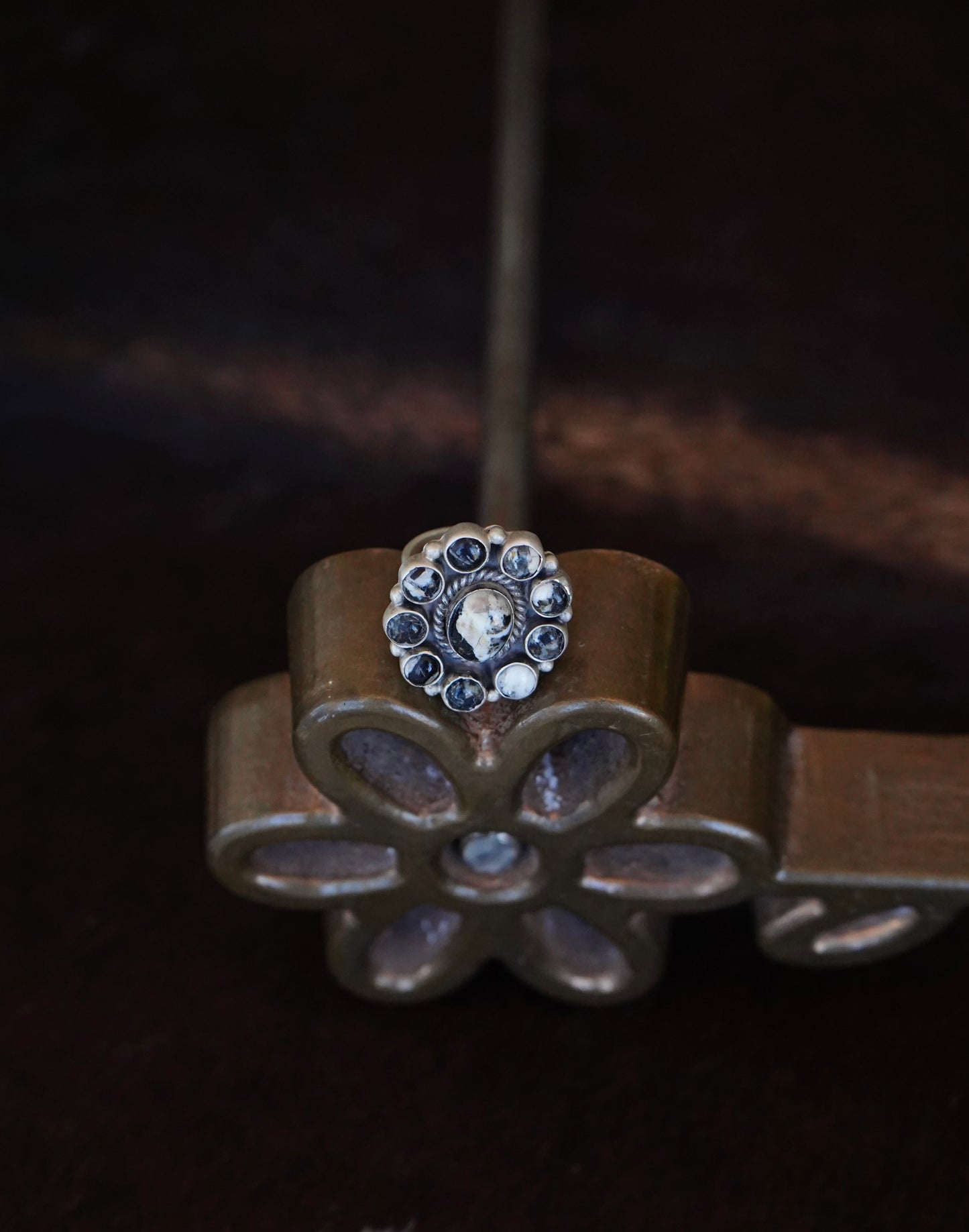 White Buffalo Cluster Ring - Adj