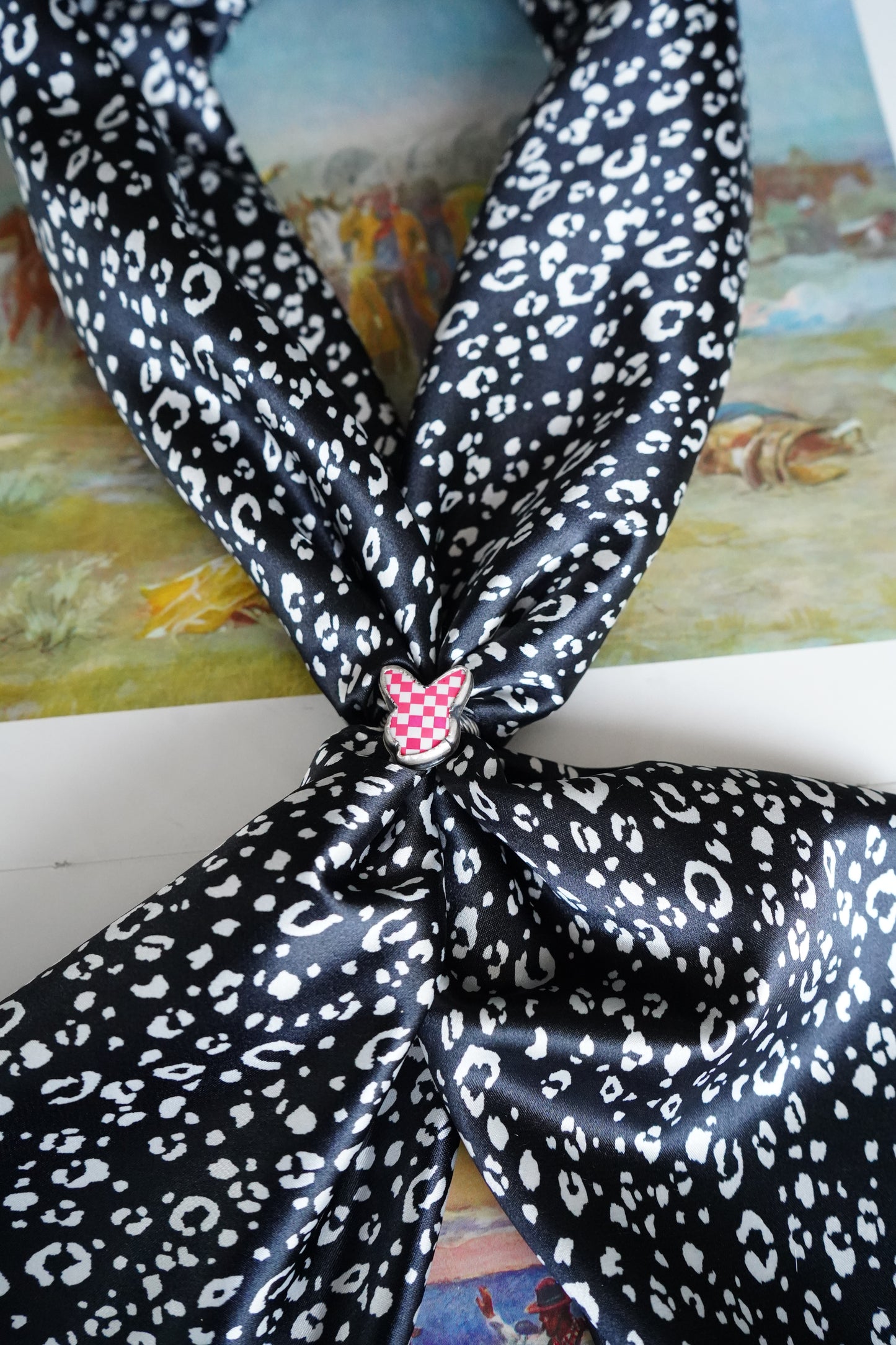 Black & Grey Dainty Cheetah Print Wild Rag