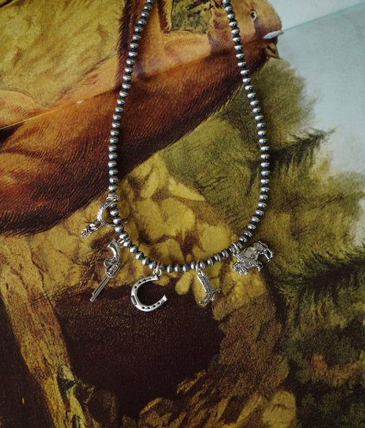 Sterling Silver Navajo Pearl Charm Necklaces