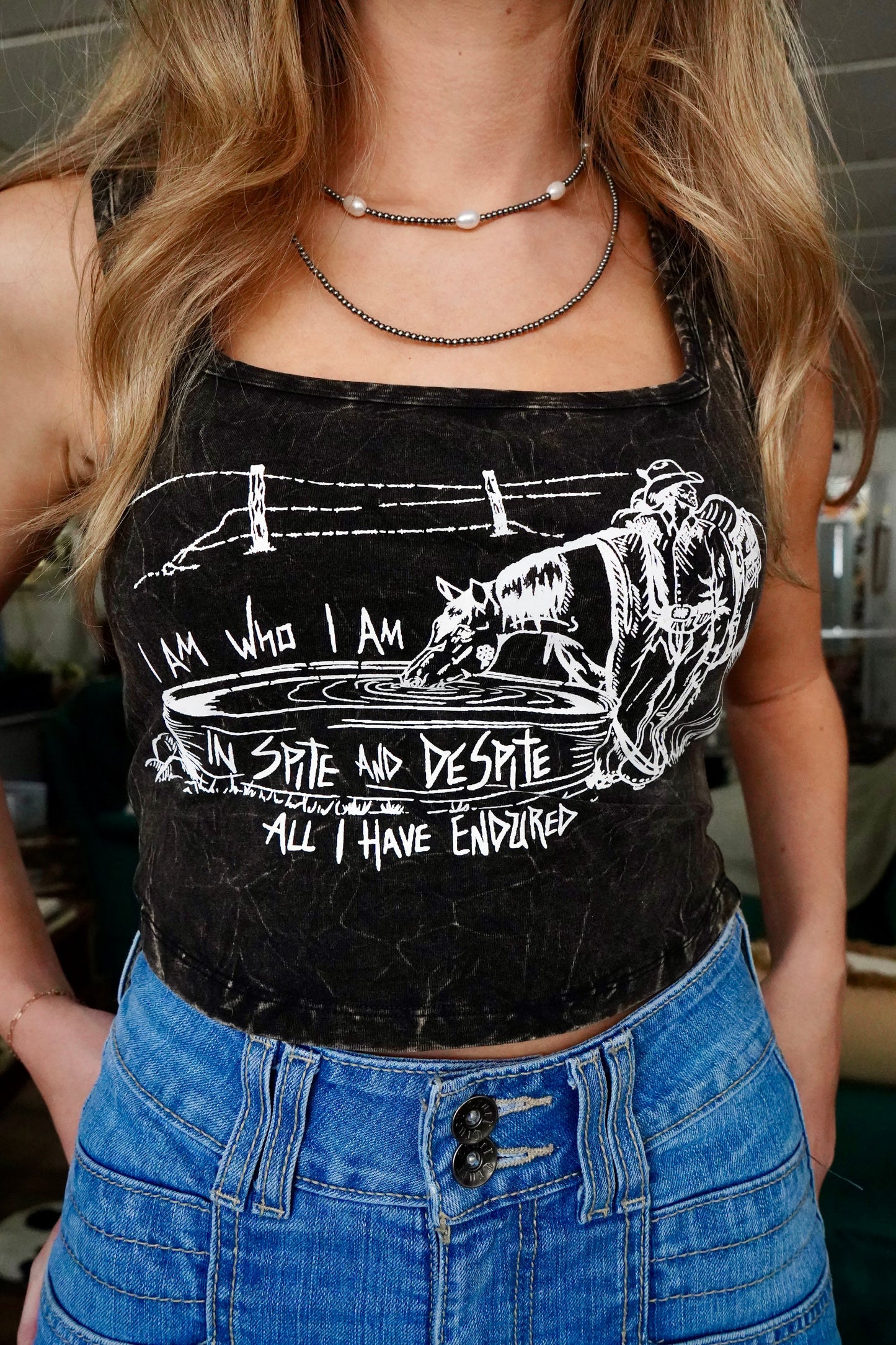 Spite Hot Pink Acid Wash Square Crop Tank