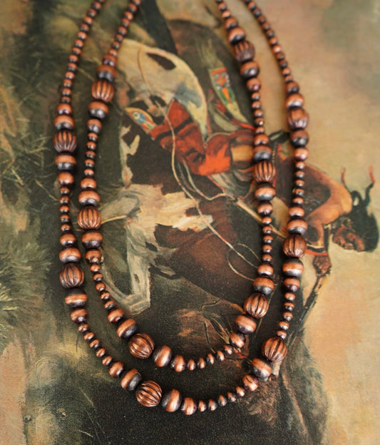 Graduated Fluted Copper Pearl Necklaces