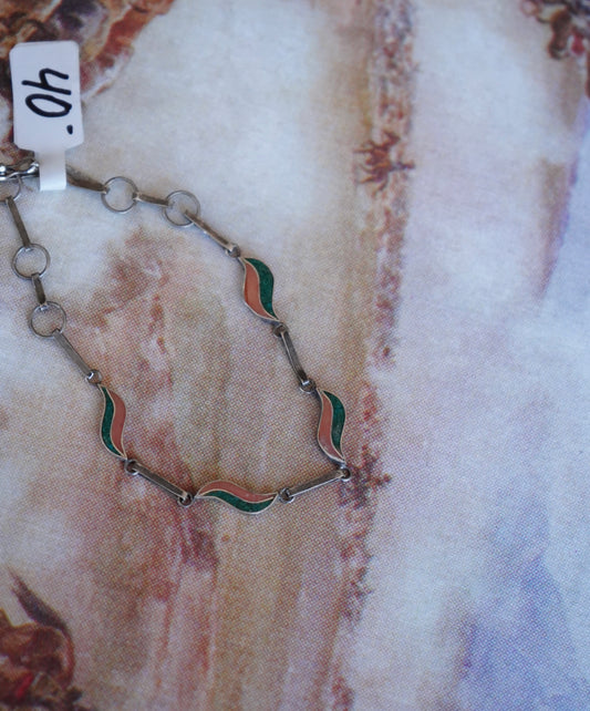 Vintage Crushed Turquoise & Red Coral Bracelet