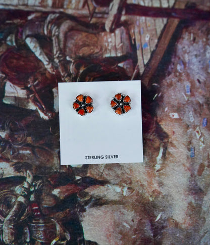 4 Stone Flower Cluster Stud Earrings