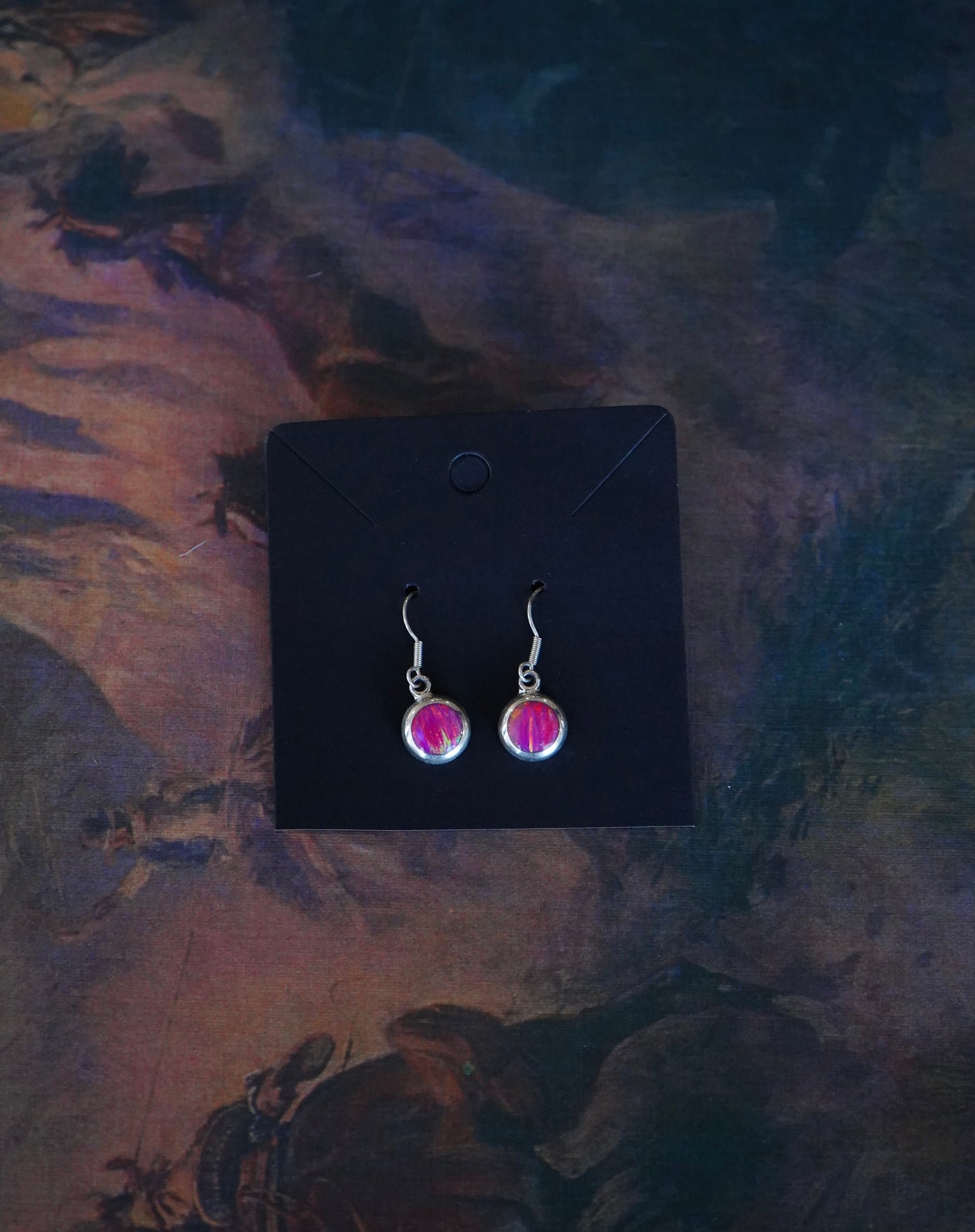 Hot Pink Opal Fish Hook Earrings