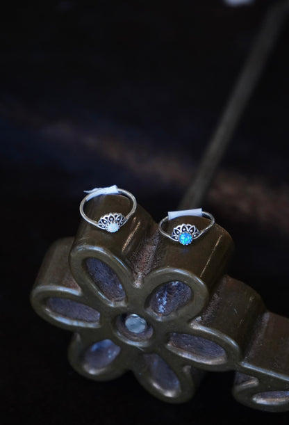 Dainty Opal Half Flower Rings