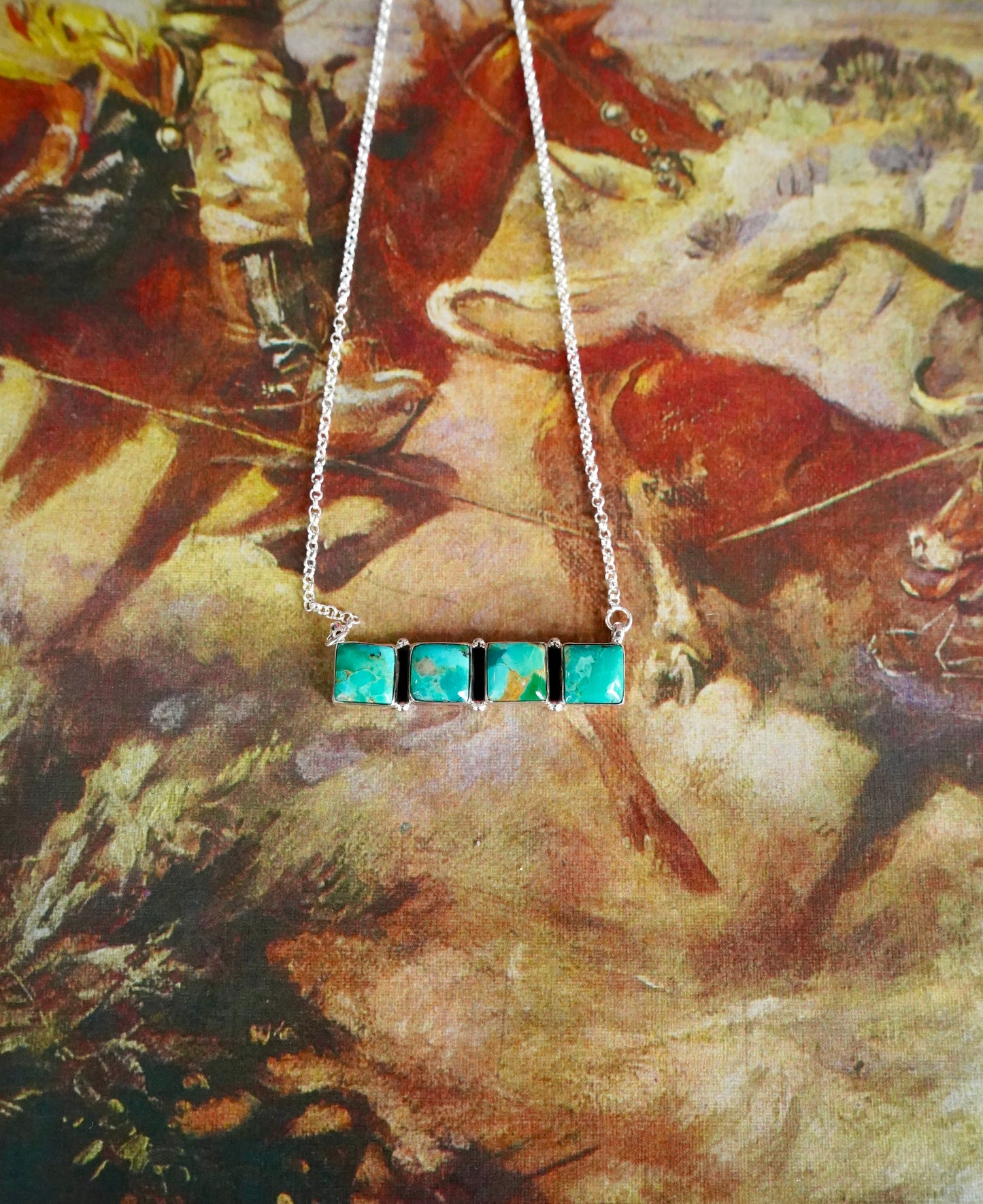Square Kingman Turquoise Bar Necklaces