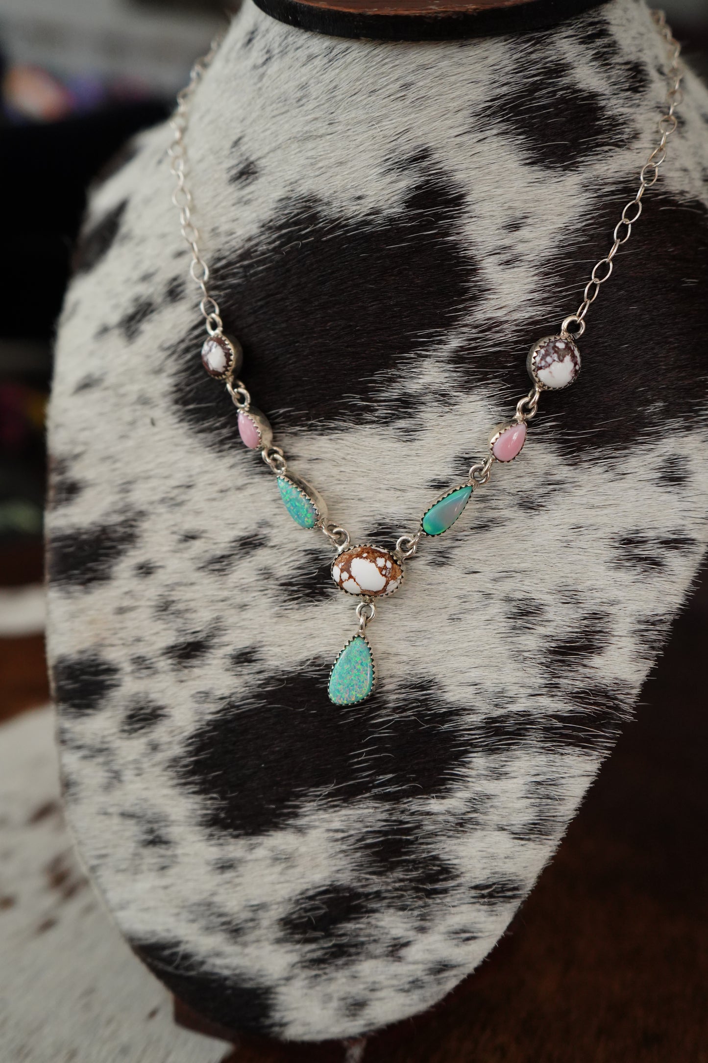 Multi Stone Lariat Necklace