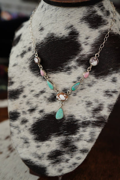 Multi Stone Lariat Necklace