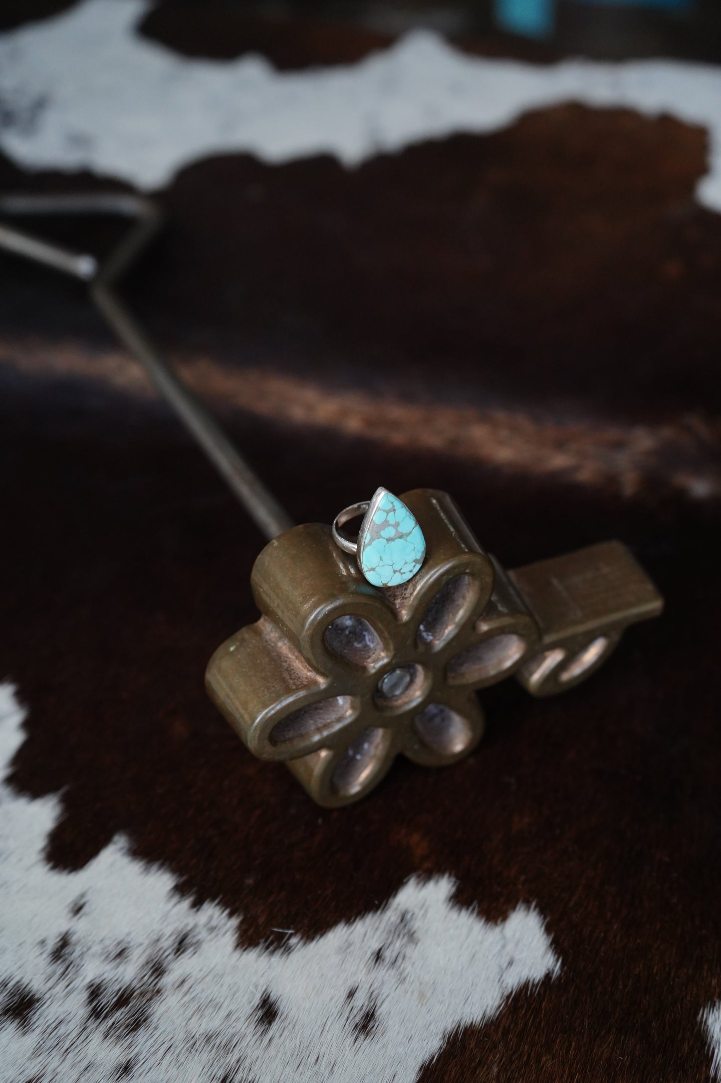 Turquoise Teardrop Ring - Sz 7.5