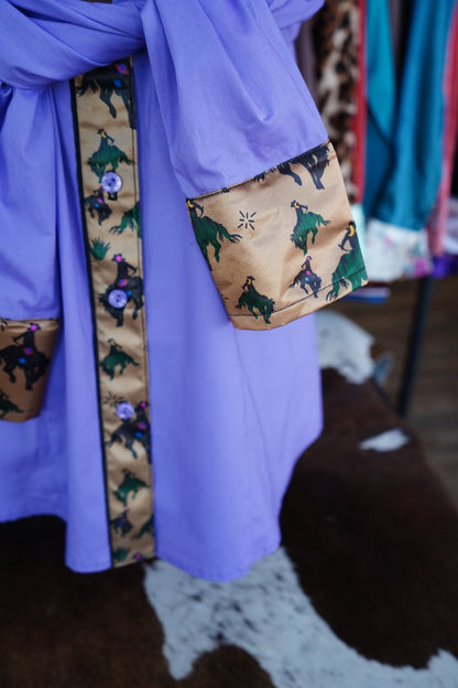 XL - Space Cowboys on Lavender Cotton Button Down