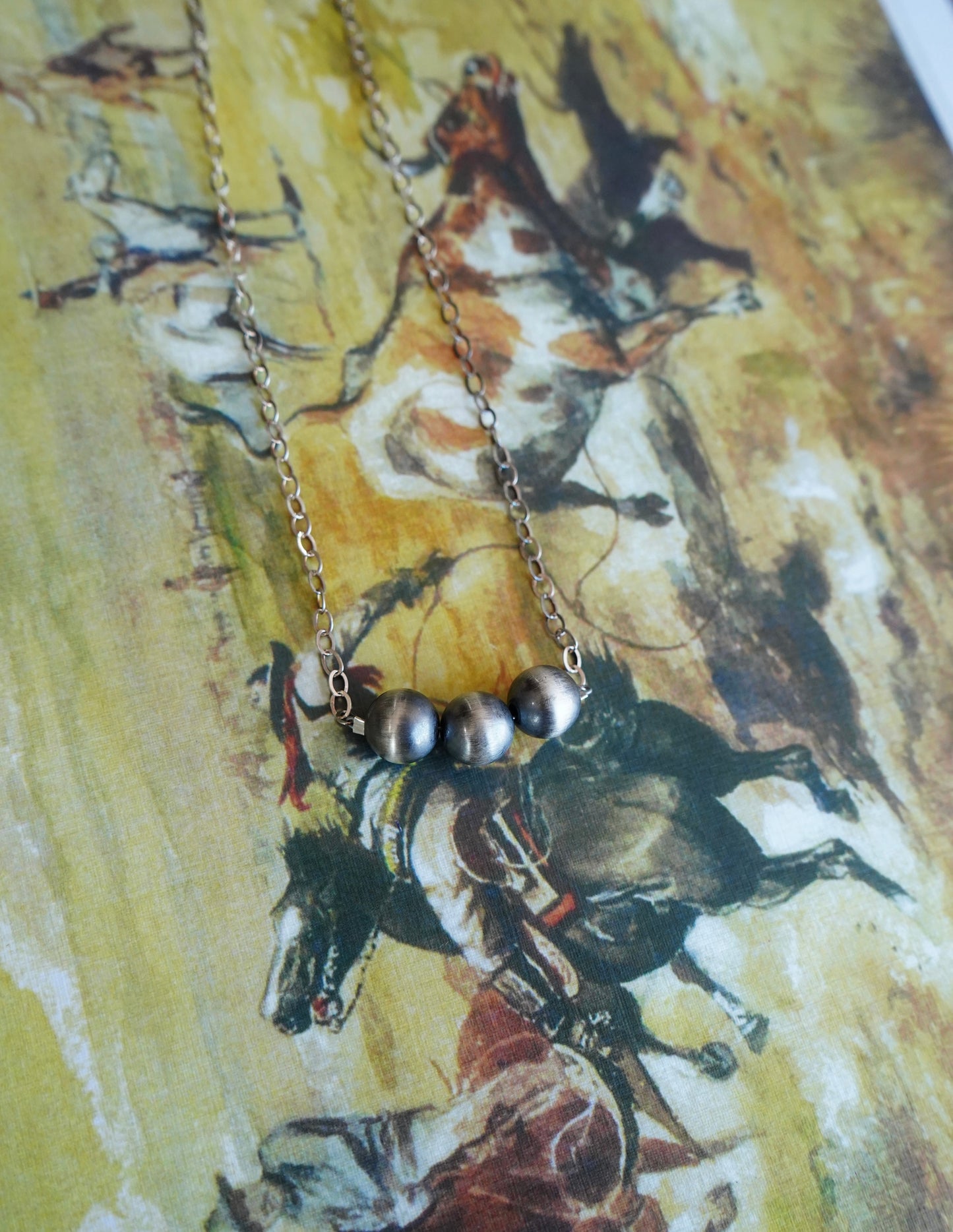 12mm Sterling Silver 3 Pearl Necklace - 16”