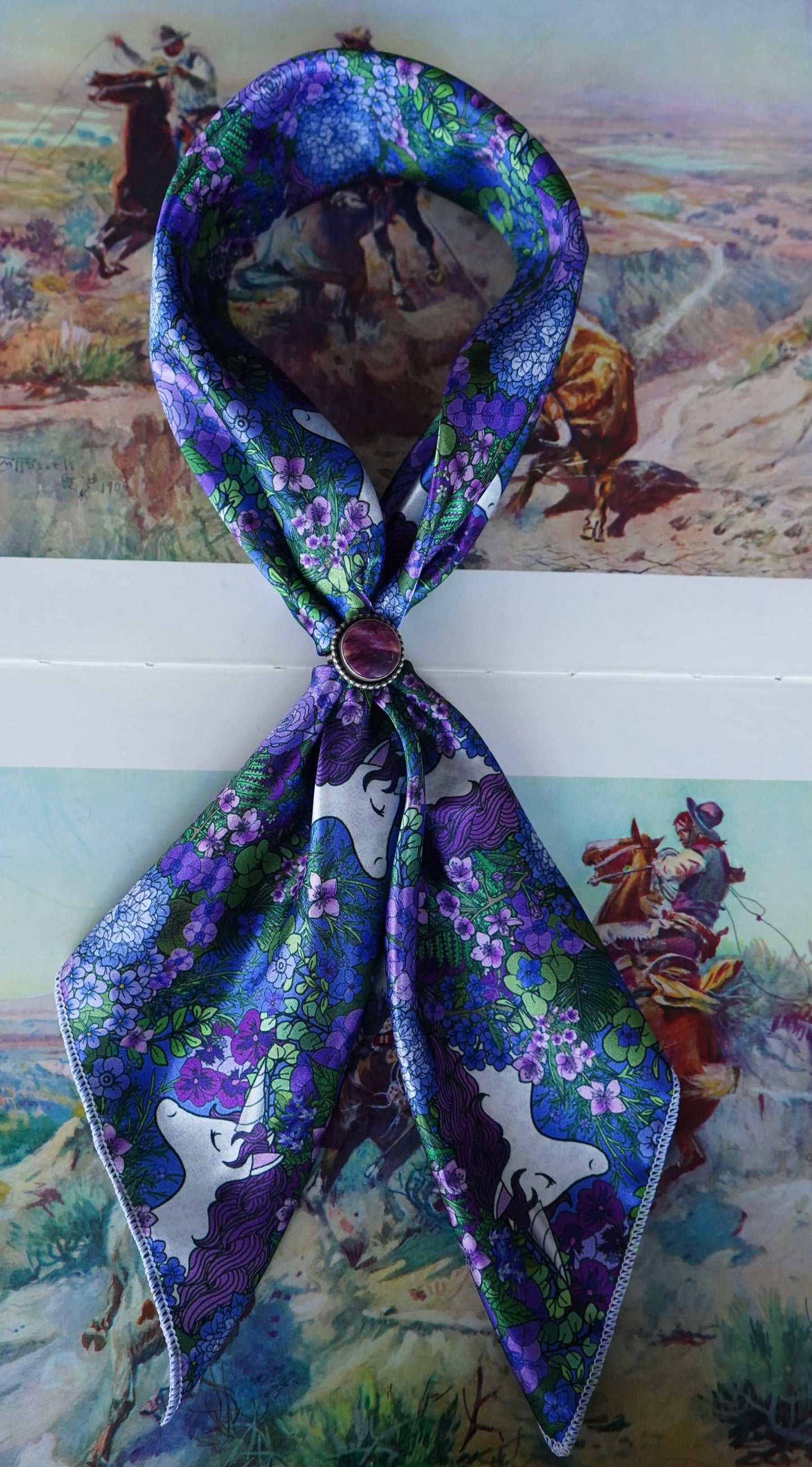 Black, Turquoise & Blue Cactus Wild Rag